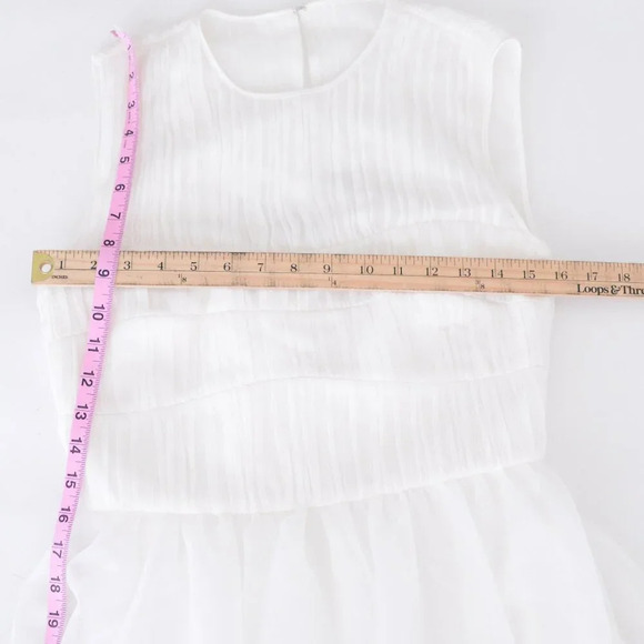 Jonathan Simkhai White Benton Tulle Plisse Midi Tulle Plisse Dress  4 - Picture 5 of 12